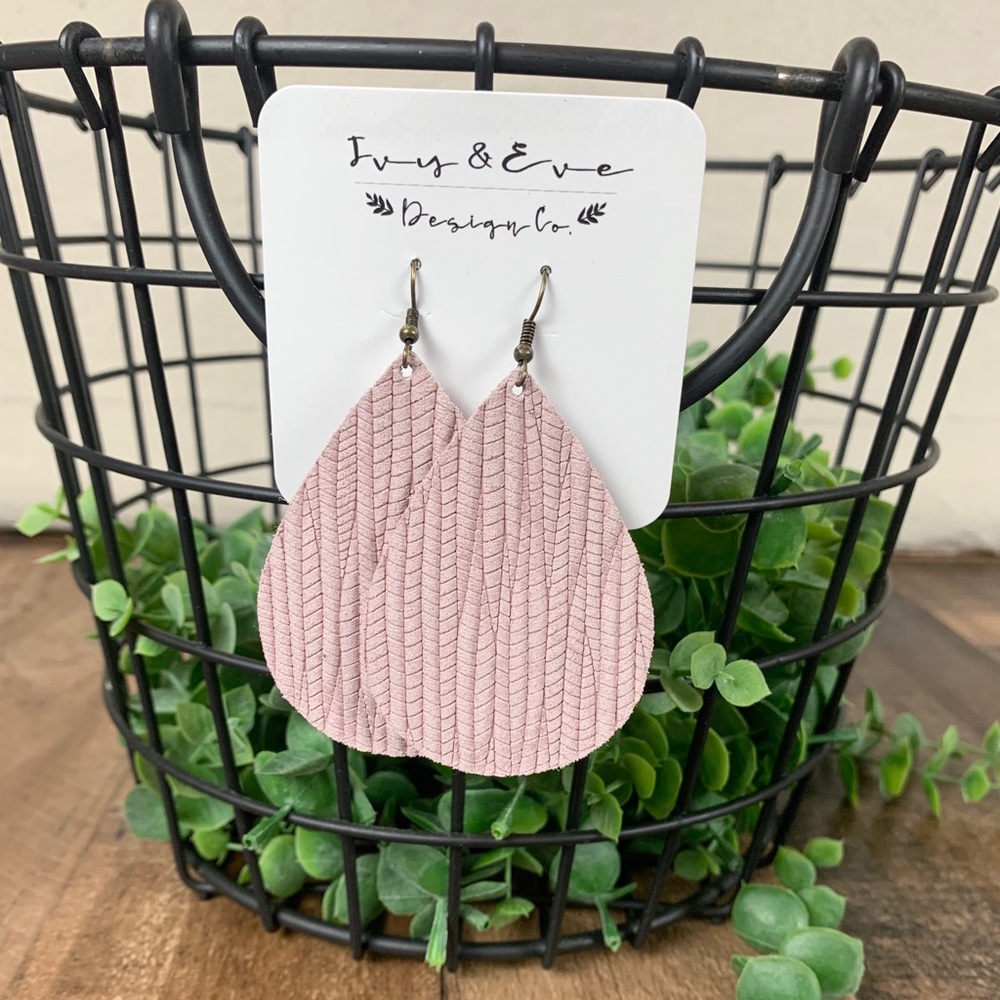 Genuine Leather Soft Wave Earrings in Blush